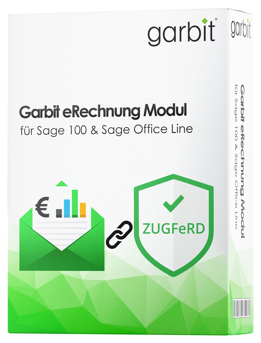 Garbit eRechnung Modul für Sage 100 & Sage Office Line - 3D-Produktbox mit ZUGFeRD-Siegel